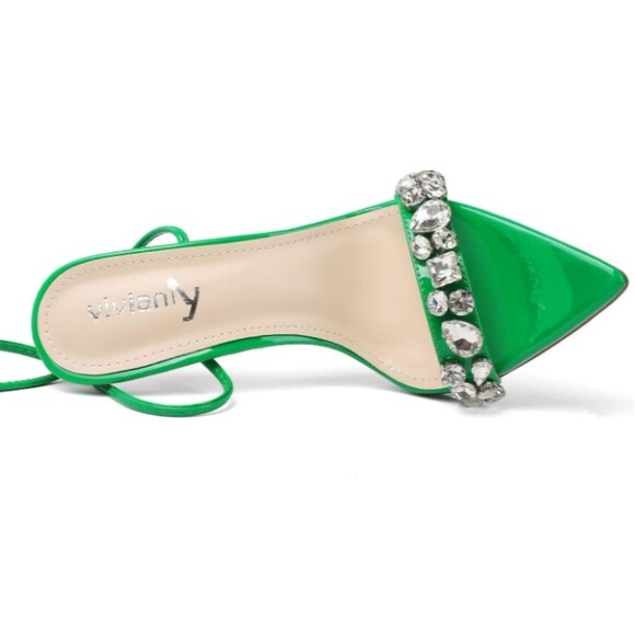 vivianly Rhinestone Lace Up Clear Heel Stilettos Size 9.5 NWT - Picture 5 of 9